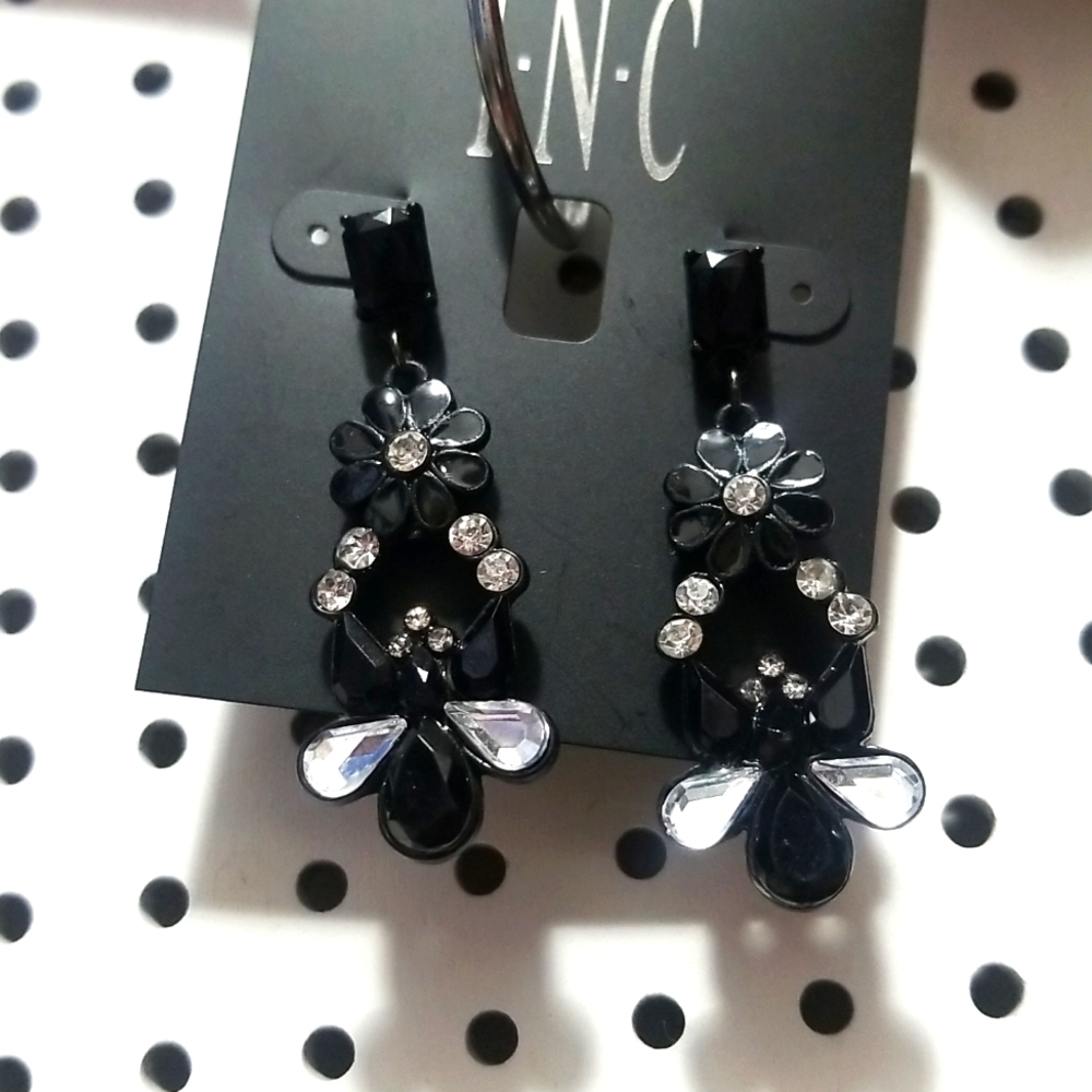 INC Black & White Crystal Earring